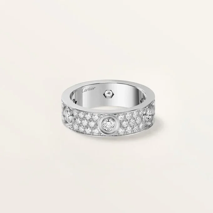 Love Ring, Classic Model, Paved, 6 Diamonds