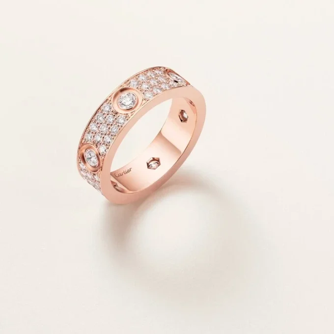 Love Ring, Classic Model, Paved, 6 Diamonds