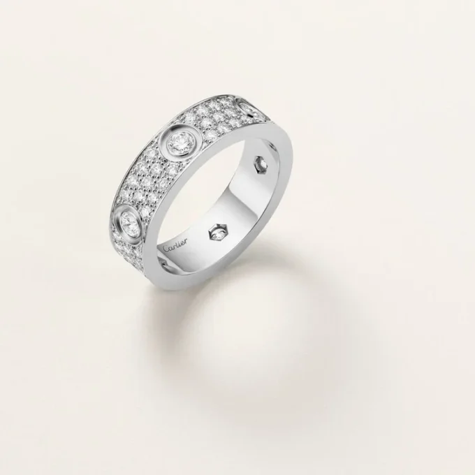 Love Ring, Classic Model, Paved, 6 Diamonds