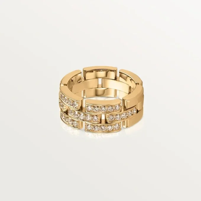 Maillon Panthere Ring, 3 Half Diamond-Paved Rows – Yellow Gold, Diamonds – Cartier Maillon Panthere Ring, 3 Half Diamond-Paved Rows – Yellow Gold, Diamonds – Cartier