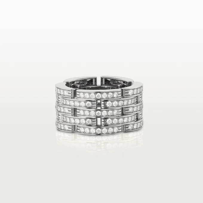 Maillon Panthere Ring, Five Rows, Paved