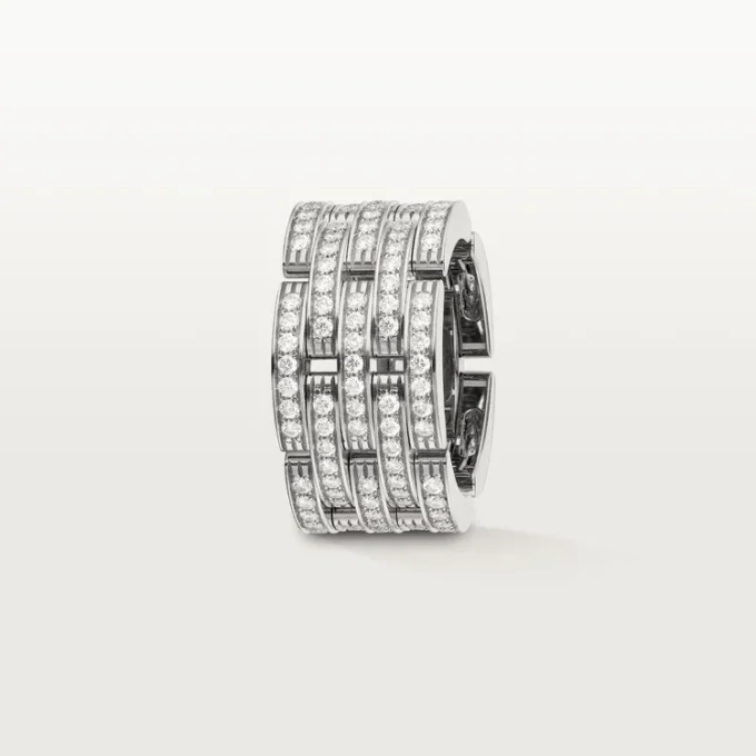 Maillon Panthere Ring, Five Rows, Paved