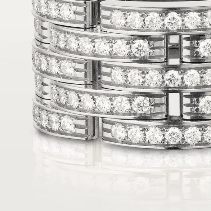 Maillon Panthere Ring, Five Rows, Paved