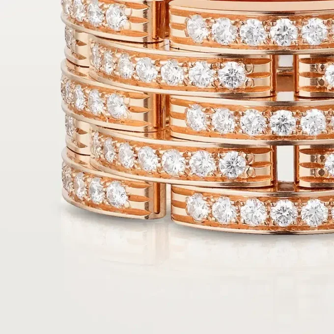 Maillon Panthere Ring, Five Rows, Paved