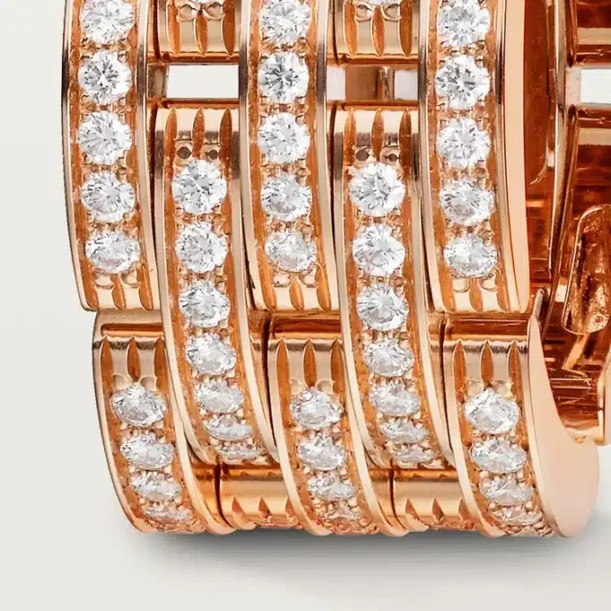 Maillon Panthere Ring, Five Rows, Paved
