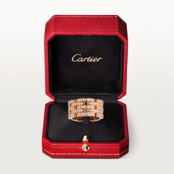 Maillon Panthere Ring, Five Rows, Paved