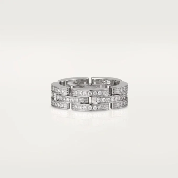 Maillon Panthere Ring, Triple Row, Paved