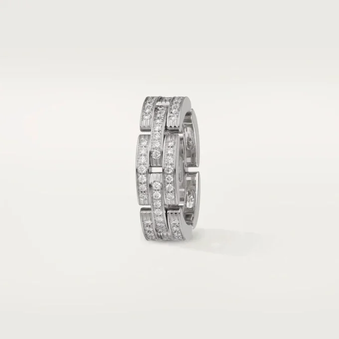 Maillon Panthere Ring, Triple Row, Paved