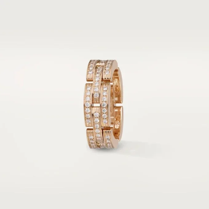 Maillon Panthere Ring, Triple Row, Paved
