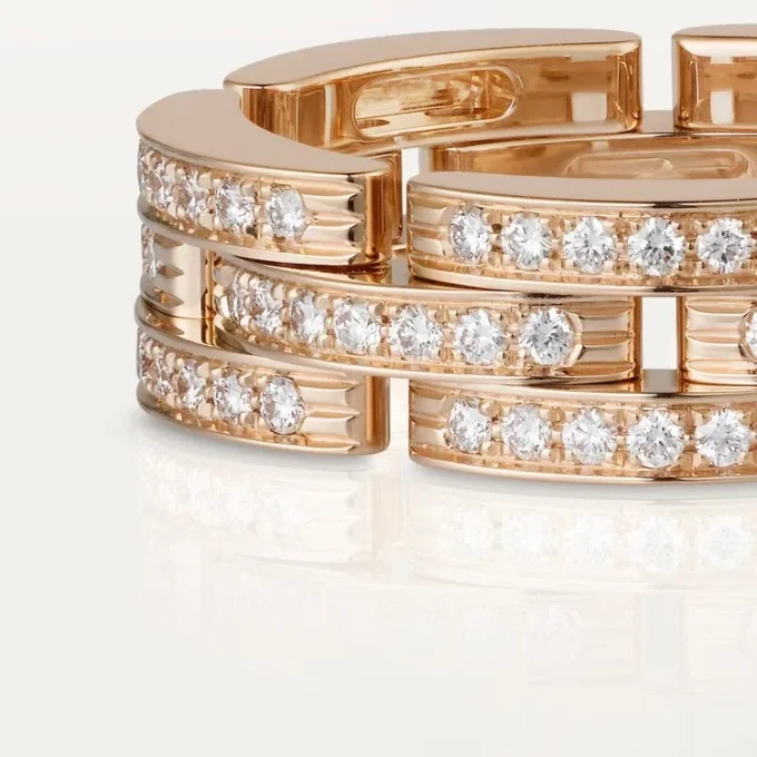 Maillon Panthere Ring, Triple Row, Paved