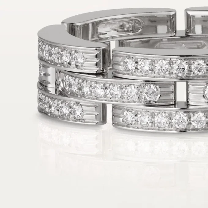 Maillon Panthere Ring, Triple Row, Paved