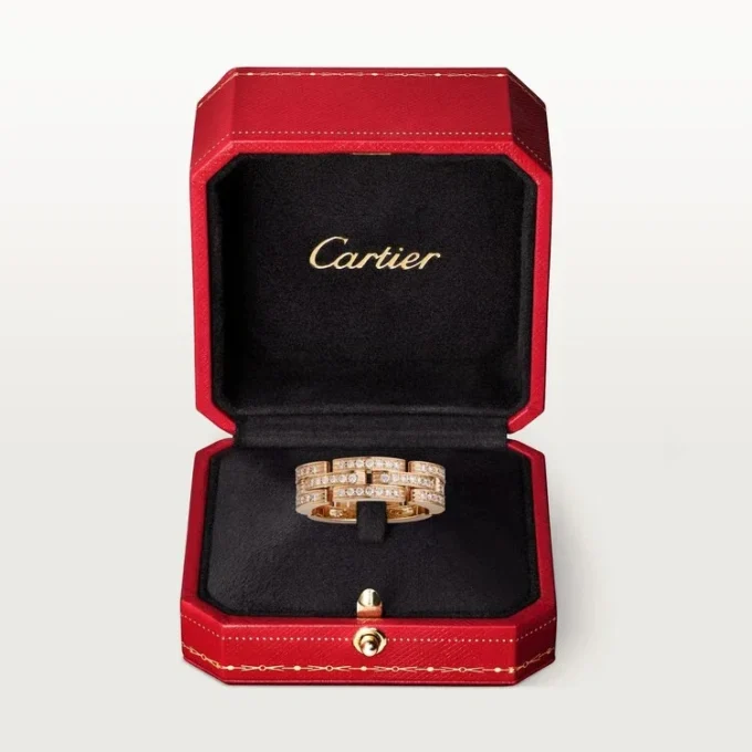 Maillon Panthere Ring, Triple Row, Paved