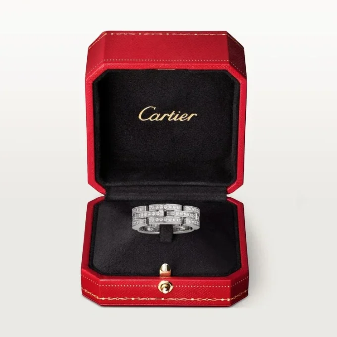 Maillon Panthere Ring, Triple Row, Paved