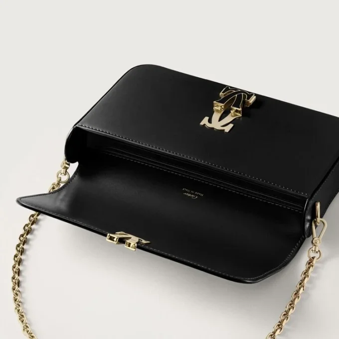 Mini Chain Bag, Double C De Cartier – Black Calfskin, Gold and Black Enamel Finish – Cartier