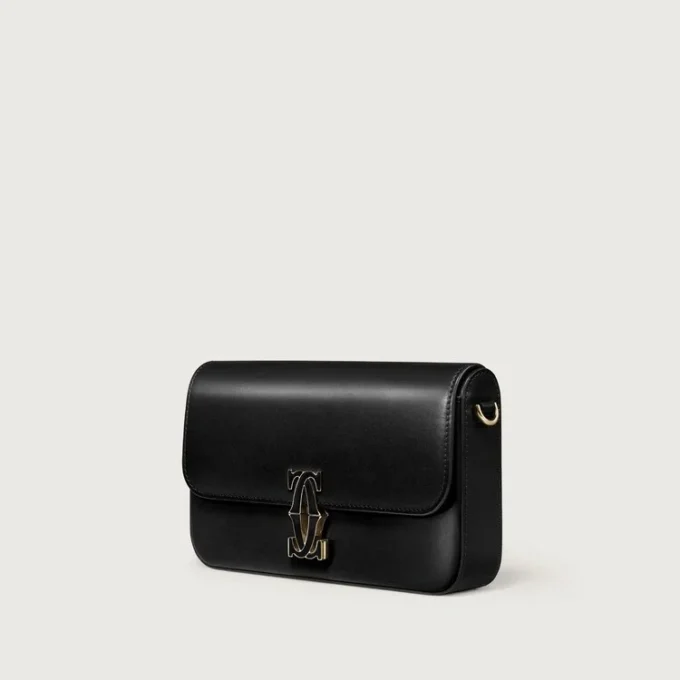 Mini Chain Bag, Double C De Cartier – Black Calfskin, Gold and Black Enamel Finish – Cartier