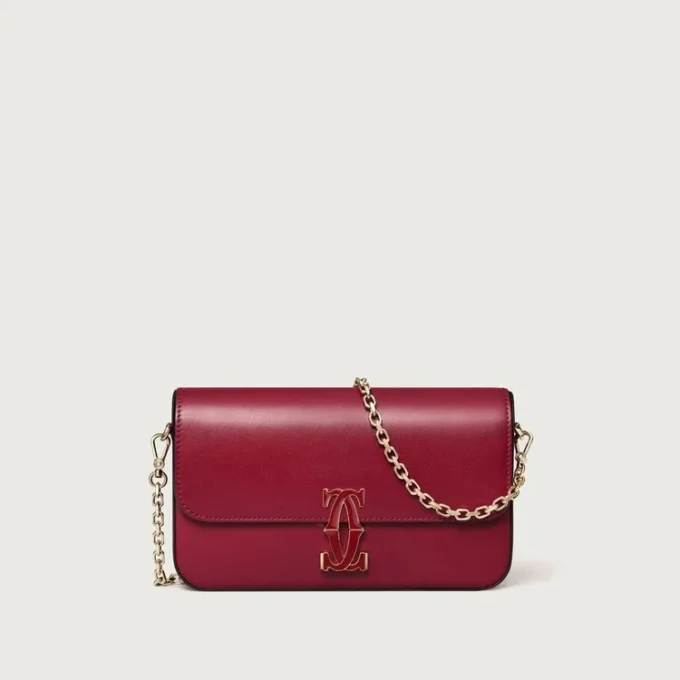 Mini Chain Bag, Double C De Cartier – Cherry Red Calfskin, Gold and Cherry Red Enamel Finish – Cartier