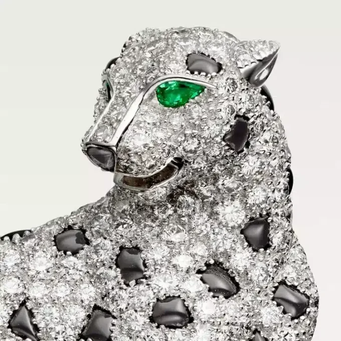 Panthere De Cartier Brooch – White Gold, Emeralds, Onyx, Diamonds – Cartier