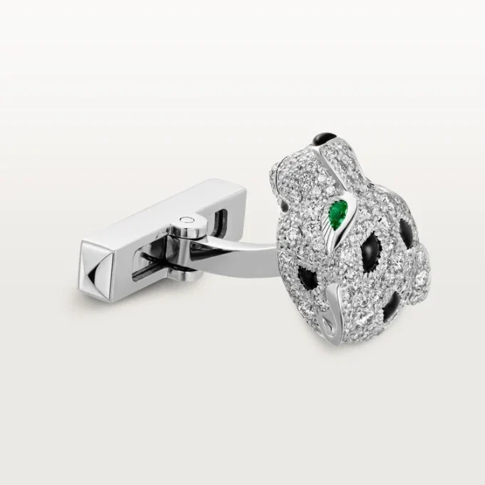 Panthere De Cartier Cufflinks – Rhodiumized White Gold, Diamonds, Emeralds, Onyx – Cartier