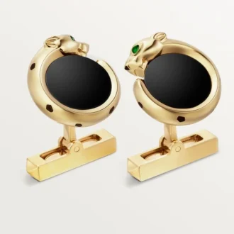 Panthere De Cartier Cufflinks – Yellow Gold, Onyx, Tsavorites and Black Lacquer – Cartier
