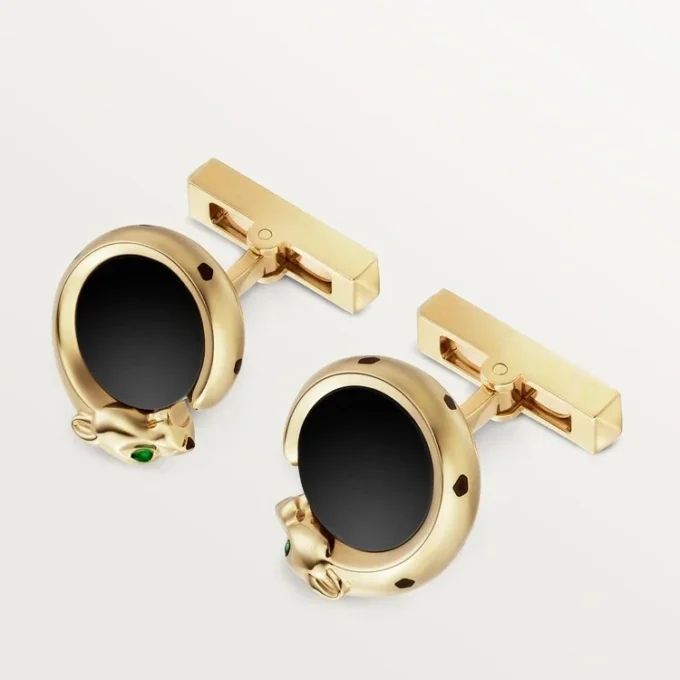 Panthere De Cartier Cufflinks – Yellow Gold, Onyx, Tsavorites and Black Lacquer – Cartier
