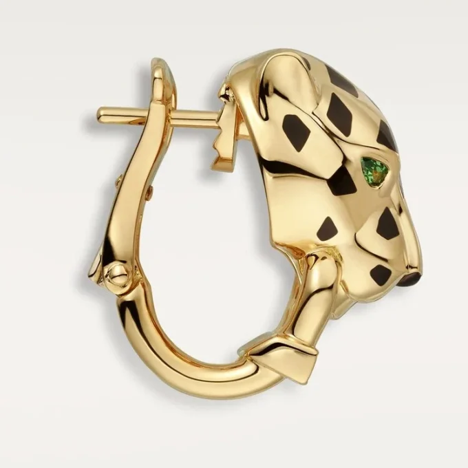 Panthere De Cartier Earrings – Yellow Gold, Lacquer, Diamonds, Tsavorite Garnets, Onyx – Cartier Panthere De Cartier Earrings – Yellow Gold, Lacquer, Diamonds, Tsavorite Garnets, Onyx – Cartier