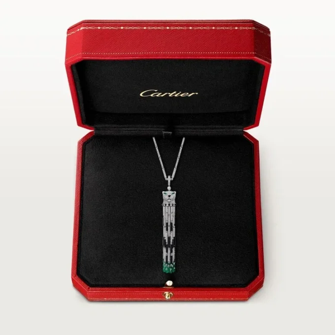 Panthere De Cartier Long Necklace, Emerald, Multi-Wear, Large Model, Paved