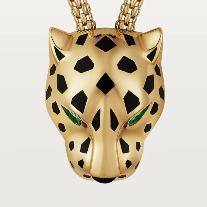 Panthere De Cartier Necklace – Yellow Gold, Lacquer, Diamonds, Tsavorite Garnet, Onyx – Cartier Panthere De Cartier Necklace – Yellow Gold, Lacquer, Diamonds, Tsavorite Garnet, Onyx – Cartier