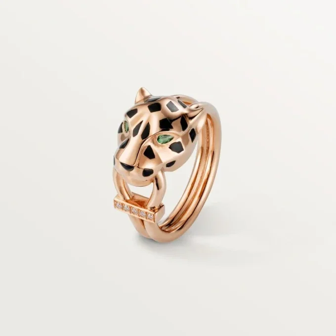 Panthere De Cartier Ring – Pink Gold, Tsavorite Garnets, Onyx, Black Lacquer, Diamonds – Cartier Panthere De Cartier Ring – Pink Gold, Tsavorite Garnets, Onyx, Black Lacquer, Diamonds – Cartier