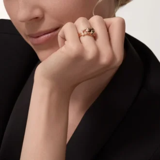 Panthere De Cartier Ring – Pink Gold, Tsavorite Garnets, Onyx, Black Lacquer, Diamonds – Cartier