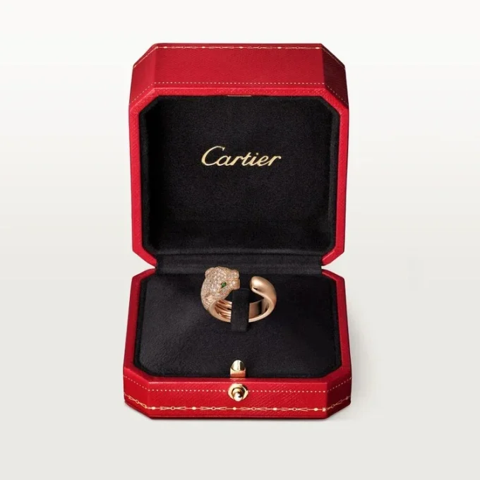 Panthere De Cartier Ring – Rose Gold, Diamonds, Emeralds, Onyx – Cartier