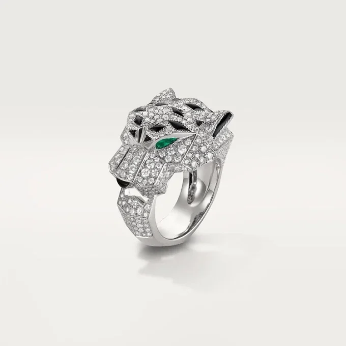Panthere De Cartier Ring – White Gold, Diamonds, Emeralds, Onyx – Cartier
