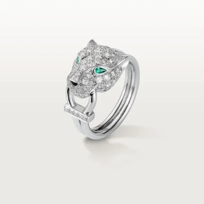 Panthere De Cartier Ring – White Gold, Diamonds, Emeralds, Onyx – Cartier