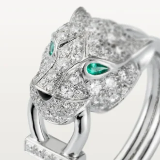 Panthere De Cartier Ring – White Gold, Diamonds, Emeralds, Onyx – Cartier Panthere De Cartier Ring – White Gold, Diamonds, Emeralds, Onyx – Cartier