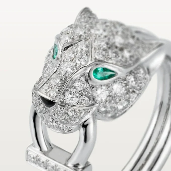 Panthere De Cartier Ring – White Gold, Diamonds, Emeralds, Onyx – Cartier