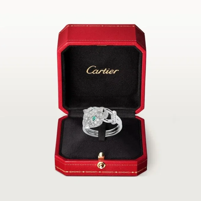 Panthere De Cartier Ring – White Gold, Diamonds, Emeralds, Onyx – Cartier