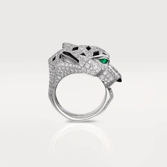 Panthere De Cartier Ring – White Gold, Diamonds, Emeralds, Onyx – Cartier