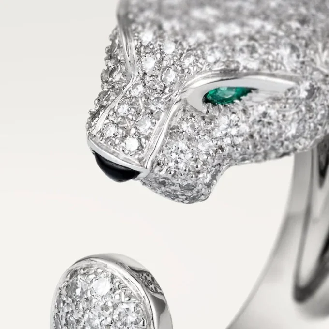 Panthere De Cartier Ring – White Gold, Diamonds, Emeralds, Onyx – Cartier