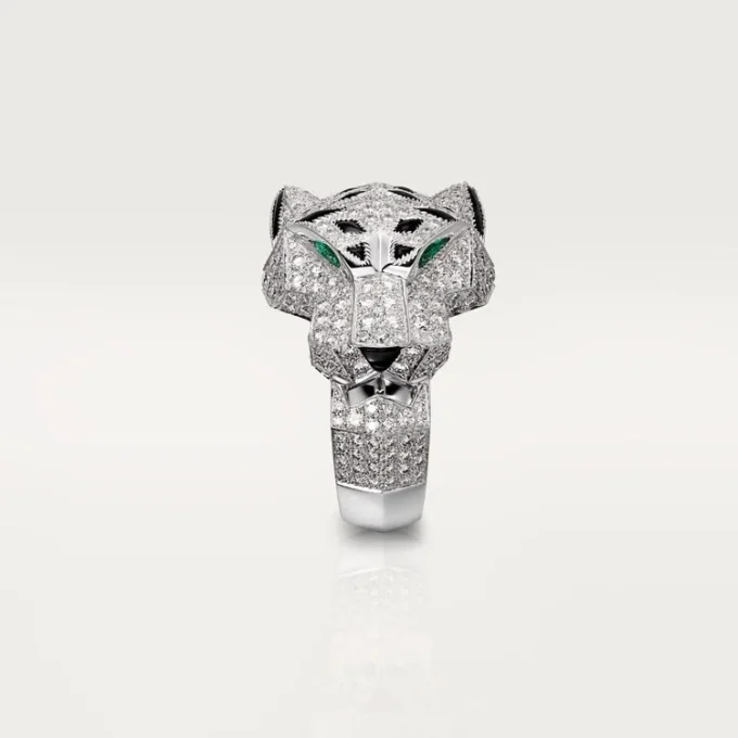 Panthere De Cartier Ring – White Gold, Diamonds, Emeralds, Onyx – Cartier