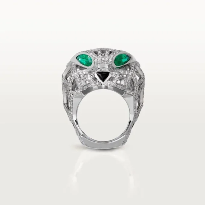 Panthere De Cartier Ring – White Gold, Emeralds, Onyx, Diamonds – Cartier