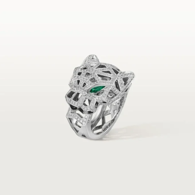 Panthere De Cartier Ring – White Gold, Onyx, Emeralds, Diamonds – Cartier