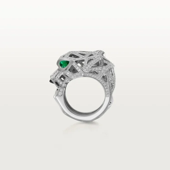 Panthere De Cartier Ring – White Gold, Onyx, Emeralds, Diamonds – Cartier