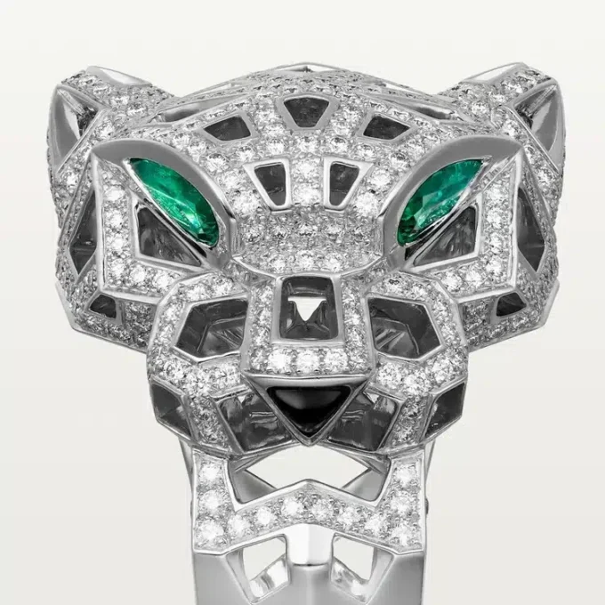 Panthere De Cartier Ring – White Gold, Onyx, Emeralds, Diamonds – Cartier