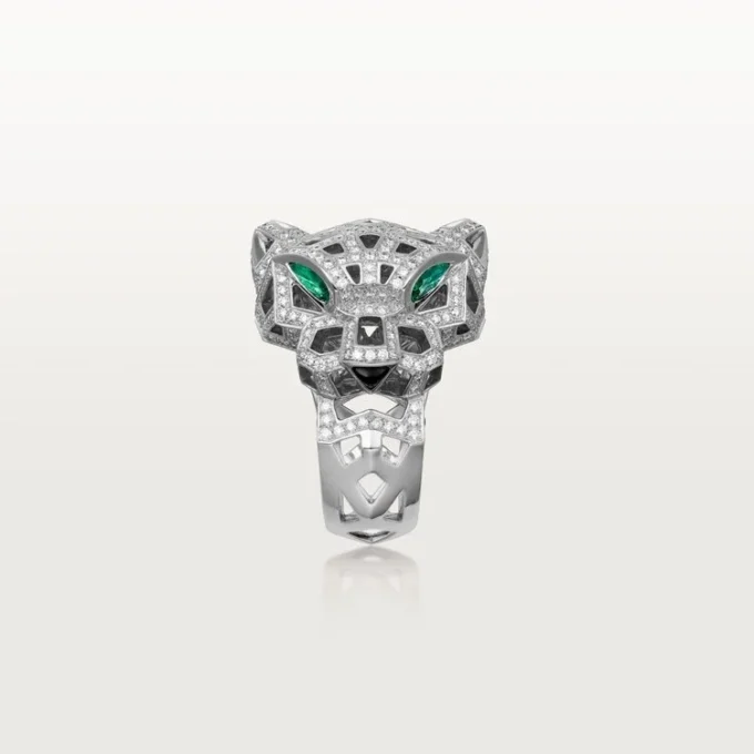 Panthere De Cartier Ring – White Gold, Onyx, Emeralds, Diamonds – Cartier