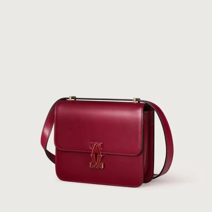 Shoulder Bag, Mini, Double C De Cartier – Cherry Red Calfskin, Gold and Cherry Red Enamel Finish – Cartier