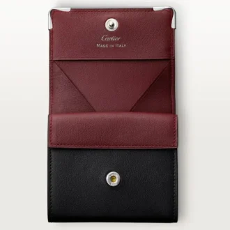 Square Coin Purse, Must De Cartier – Black Calfskin, Stainless Steel Finish – Cartier