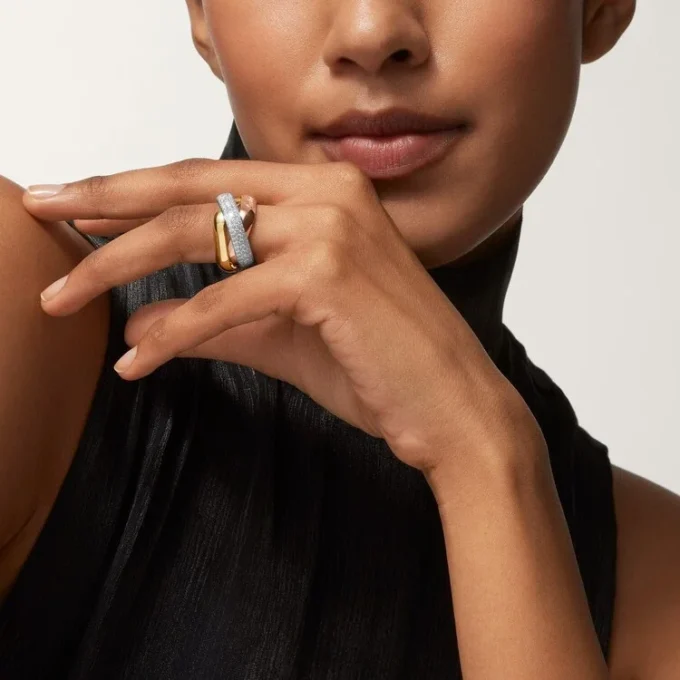 Trinity Ring, Cushion-Shaped, Large Model, Half-Paved Trinity Ring, Cushion-Shaped, Large Model, Half-Paved