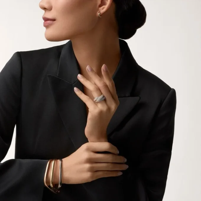 Trinity Ring, Cushion-Shaped, Large Model, Paved Trinity Ring, Cushion-Shaped, Large Model, Paved