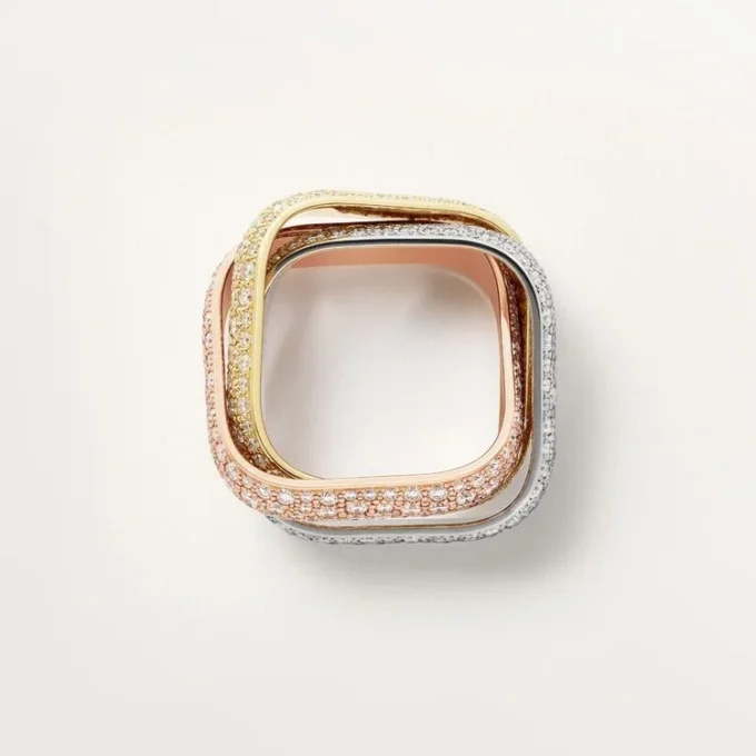 Trinity Ring, Cushion-Shaped, Large Model, Paved Trinity Ring, Cushion-Shaped, Large Model, Paved