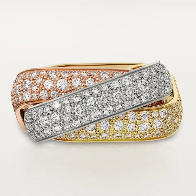 Trinity Ring, Cushion-Shaped, Large Model, Paved Trinity Ring, Cushion-Shaped, Large Model, Paved