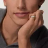 Trinity Ring, Cushion-Shaped, Medium Model, Half-Paved